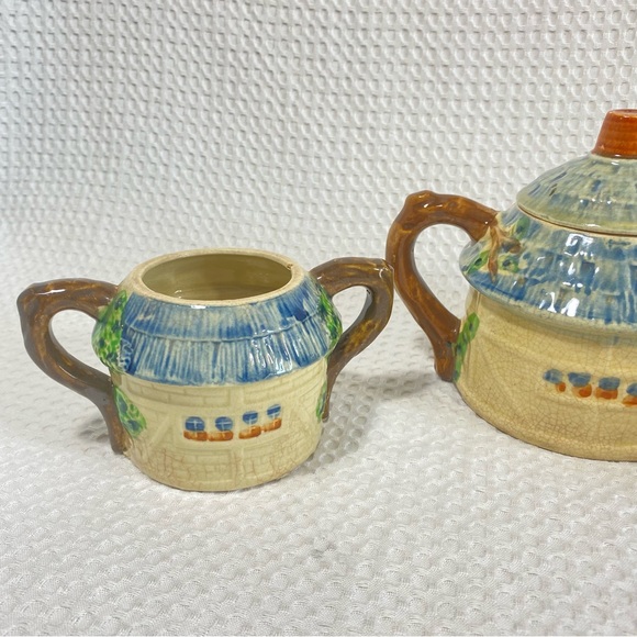 Vintage Cottage Tea Set W/ Tea Pot Creamer Sugar Bowl Loose Leaf Tea Japan Made - Picture 5 of 11